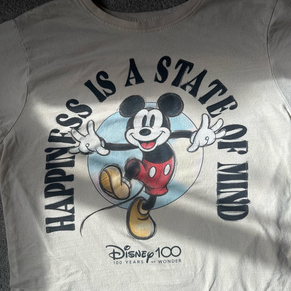 Disney Mickey Mouse State of Mind Tee - Cream and Red
